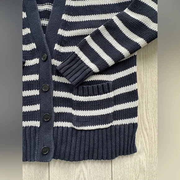 J. Crew Women Navy and White Textured Knit 100% cotton - Picture 3 of 9